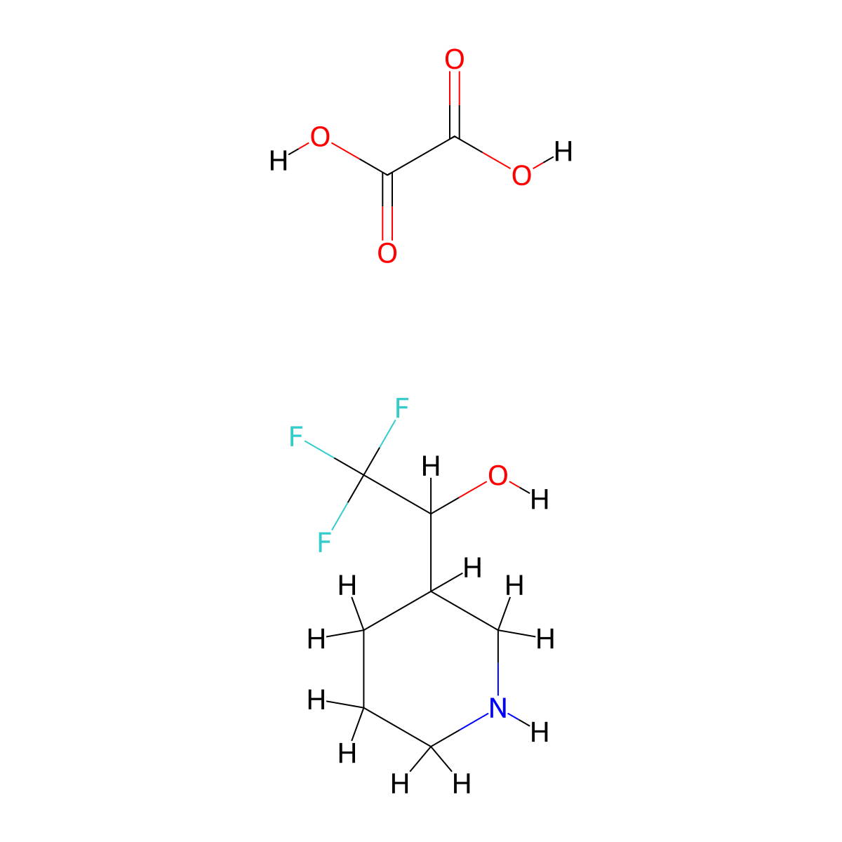 3-(1-Hydroxy-2,2,2-trifluoroethyl)piperidine oxalate molecular structure, CAS 1298094-31-1
