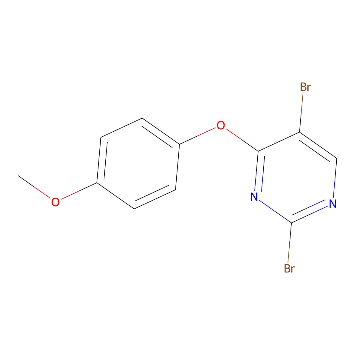 2,5-Dibromo-4-(4-methoxyphenoxy)pyrimidine molecular structure, CAS 1298101-41-3