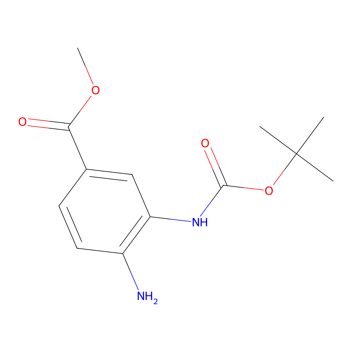 Methyl 4-amino-3-((tert-butoxycarbonyl)amino)benzoate molecular structure, CAS 1298108-48-1