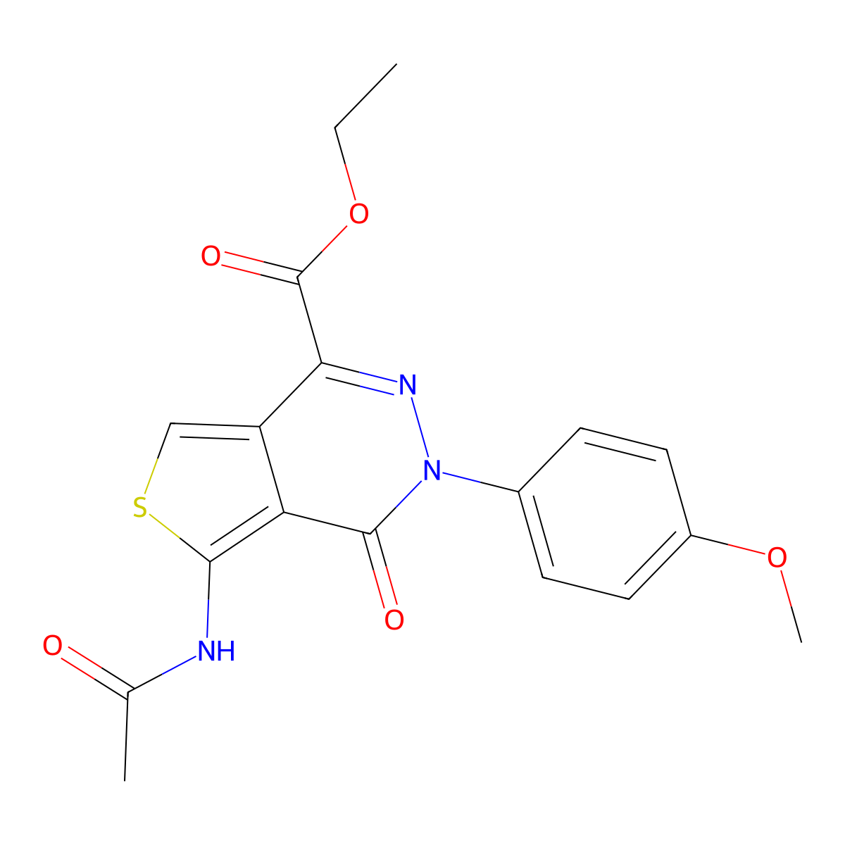 Ethyl 5-acetamido-3-(4-methoxyphenyl)-4-oxo-3,4-dihydrothieno[3,4-d]pyridazine-1-carboxylate molecular structure, CAS 129811-92-3