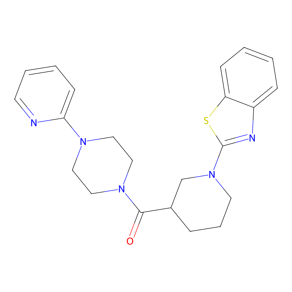(1-(Benzo[d]thiazol-2-yl)piperidin-3-yl)(4-(pyridin-2-yl)piperazin-1-yl)methanone molecular structure, CAS 1298111-42-8