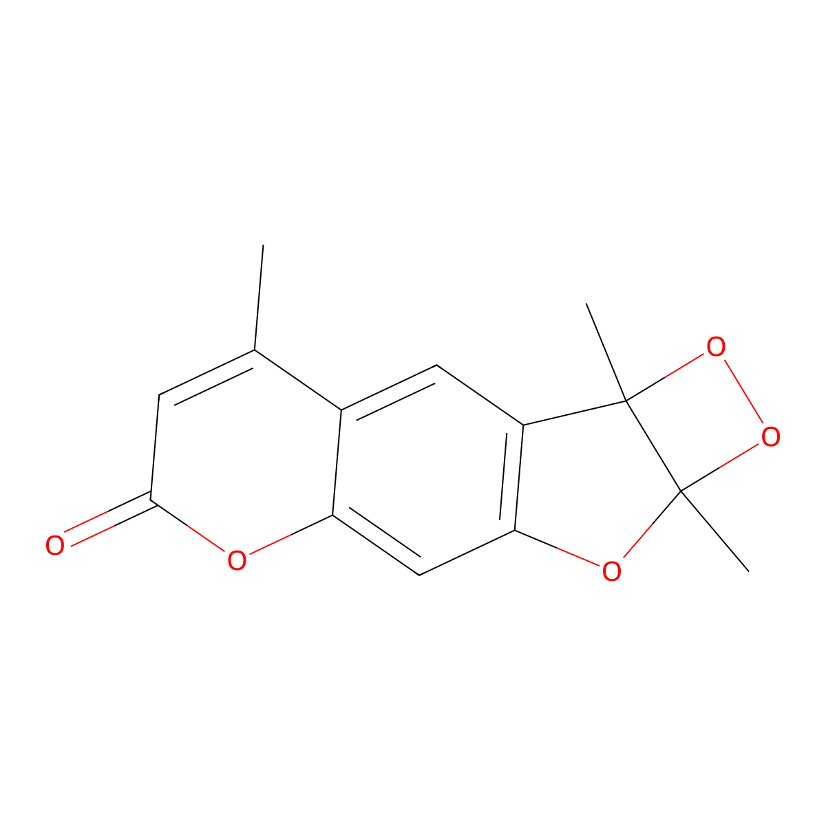 2a,9b-Dihydro-2a,8,9b-trimethyl-6H-(1,2)dioxeto(3',4':4,5)furo(3,2-g)(1)benzopyran-6-one molecular structure, CAS 129812-24-4
