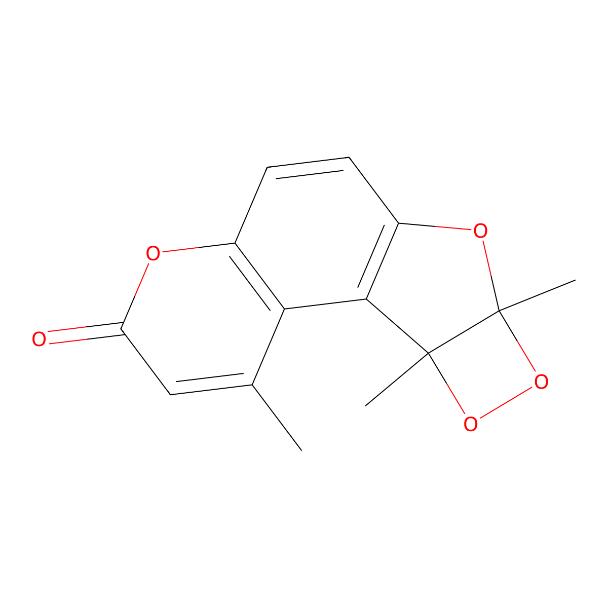 7a,9a-Dihydro,1,7a,9a-trimethyl-3H-(1,2)dioxeto(3',4':4,5)furo(3,2-f)benzopyran-3-one molecular structure, CAS 129812-26-6