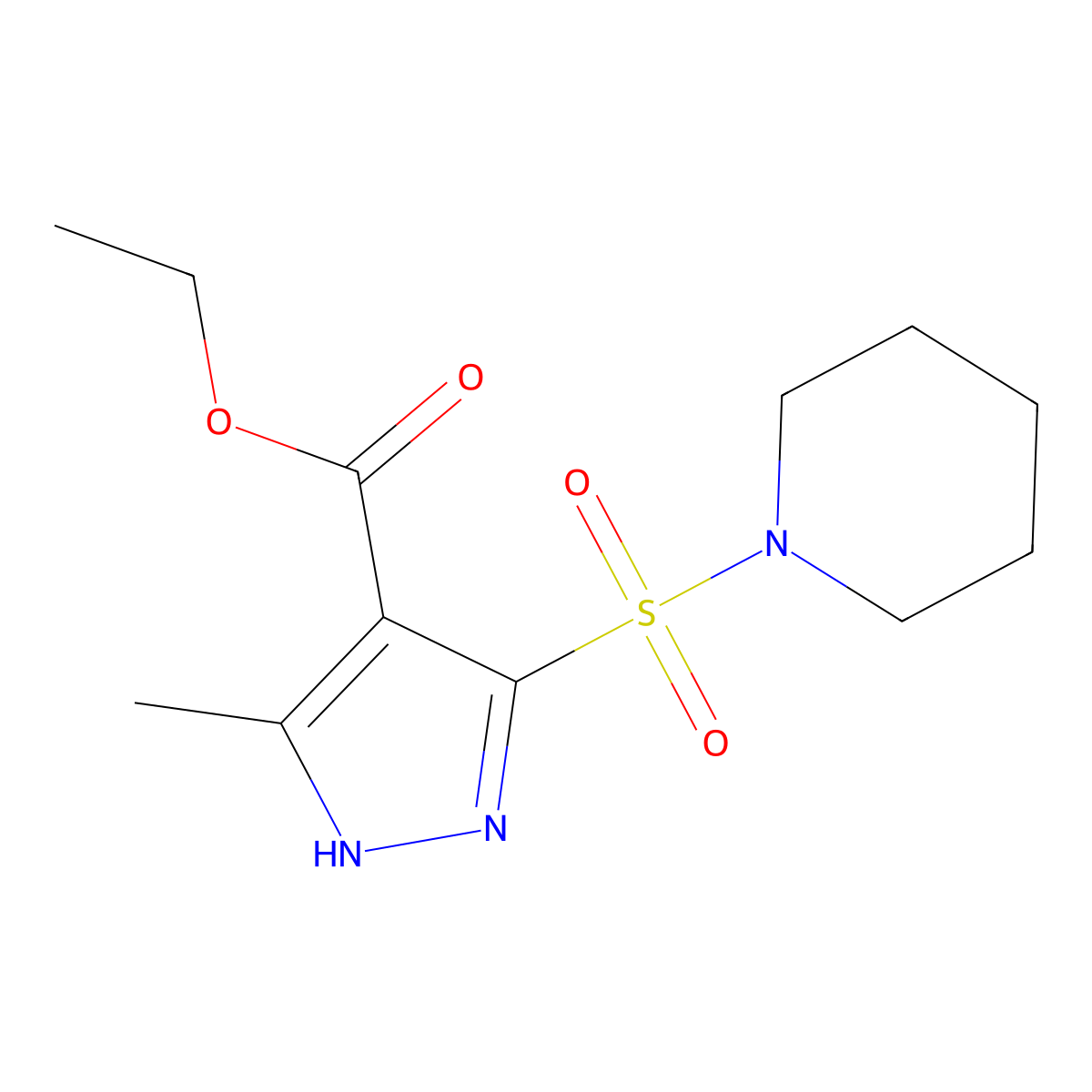 ethyl 3-methyl-5-(piperidin-1-ylsulfonyl)-1H-pyrazole-4-carboxylate molecular structure, CAS 1298132-29-2