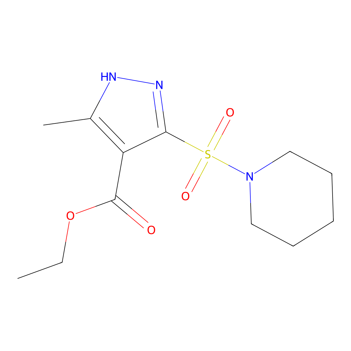 ethyl 3-methyl-5-(piperidin-1-ylsulfonyl)-1H-pyrazole-4-carboxylate molecular structure, CAS 1298132-29-2