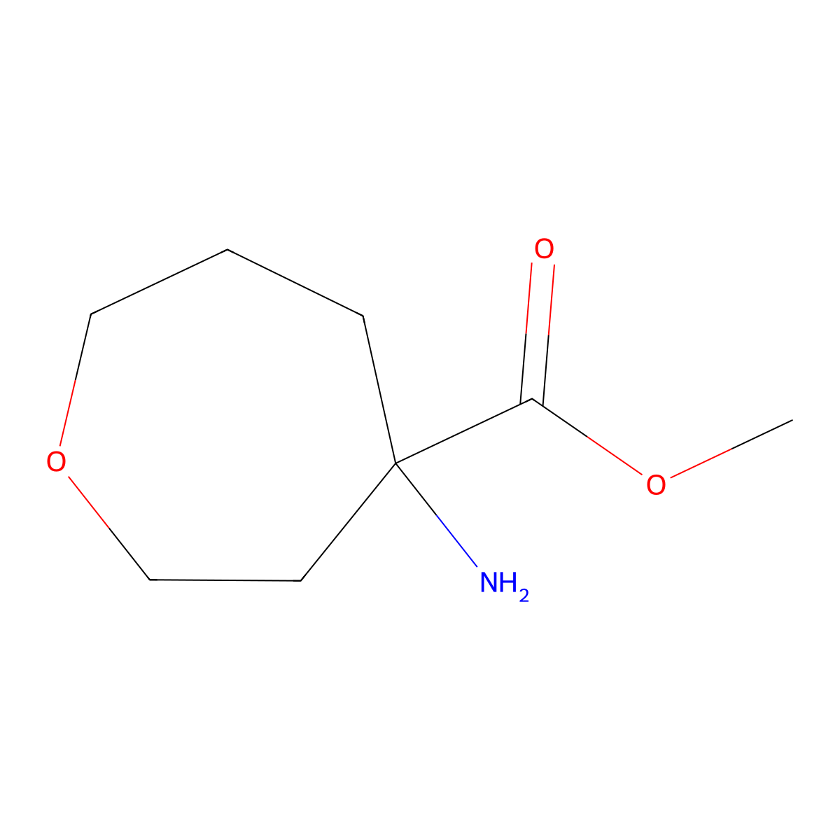 4-Oxepanecarboxylic acid, 4-amino-, methyl ester molecular structure, CAS 1298175-45-7