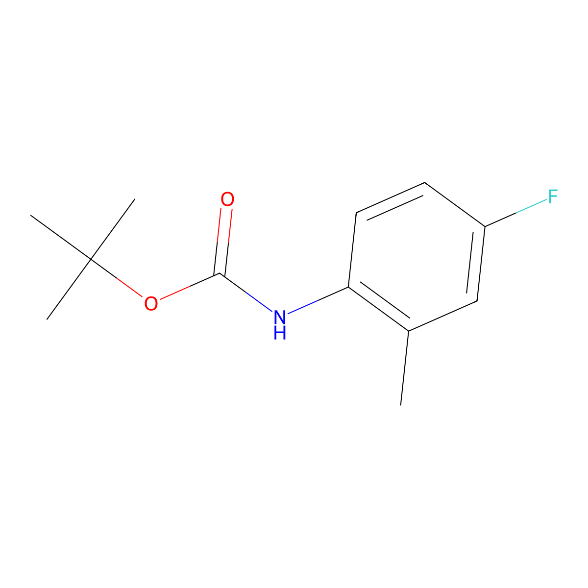Tert-butyl (4-fluoro-2-methylphenyl)carbamate molecular structure, CAS 129822-40-8