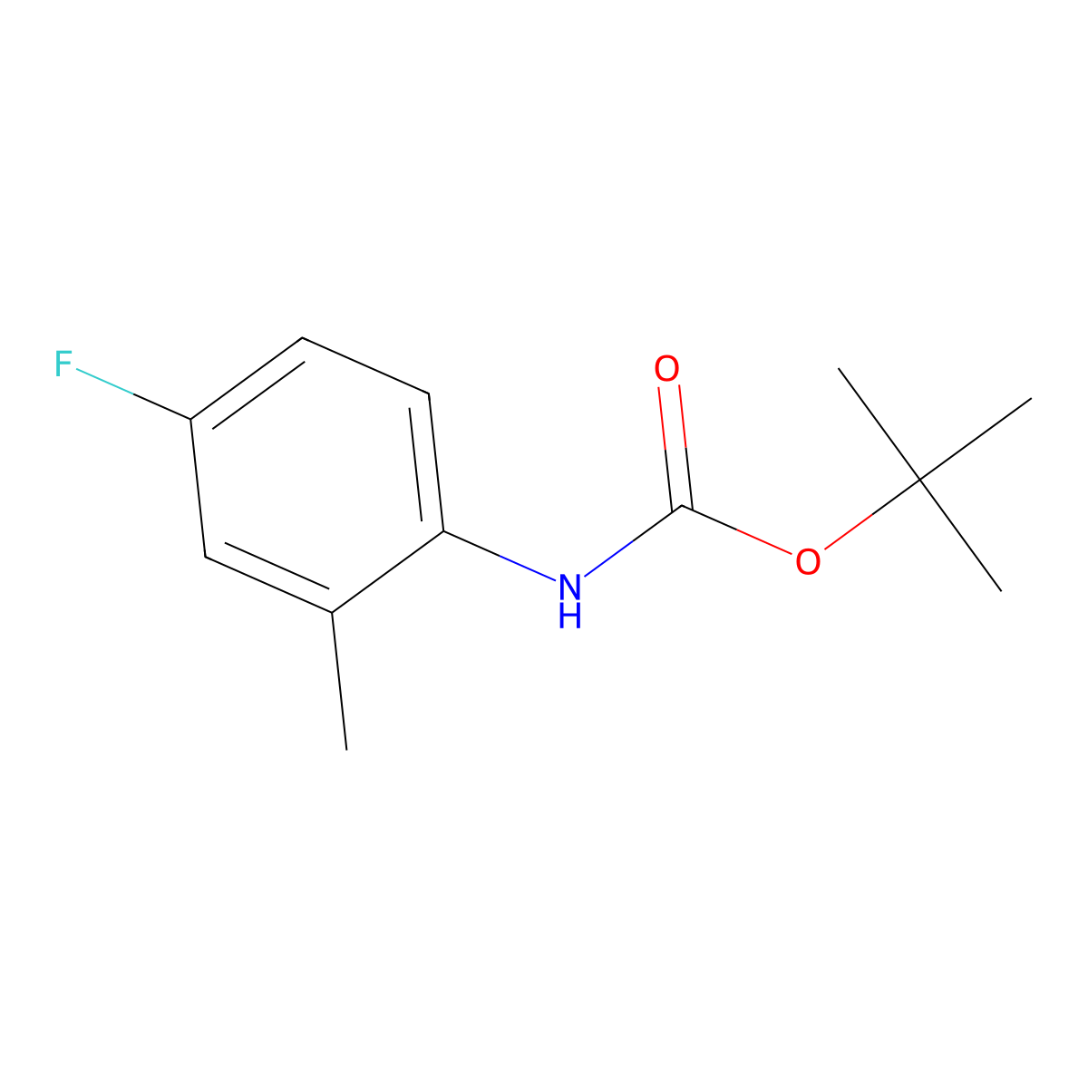 Tert-butyl (4-fluoro-2-methylphenyl)carbamate molecular structure, CAS 129822-40-8