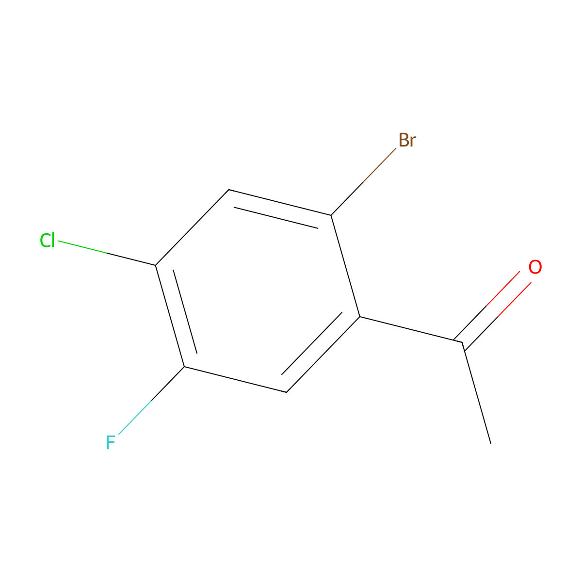 1-(2-Bromo-4-chloro-5-fluorophenyl)ethanone molecular structure, CAS 129825-10-1