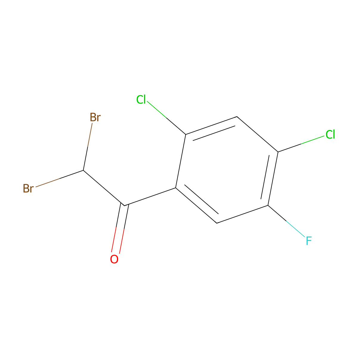 2,2-Dibromo-1-(2,4-dichloro-5-fluorophenyl)ethanone molecular structure, CAS 129825-15-6