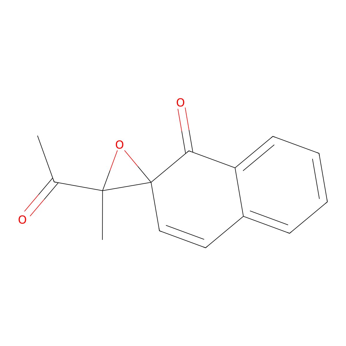 cis-(+)-3'-Acetyl-3'-methylspiro(naphthalene-2(1H),2'-oxiran)-1-one molecular structure, CAS 129833-02-9