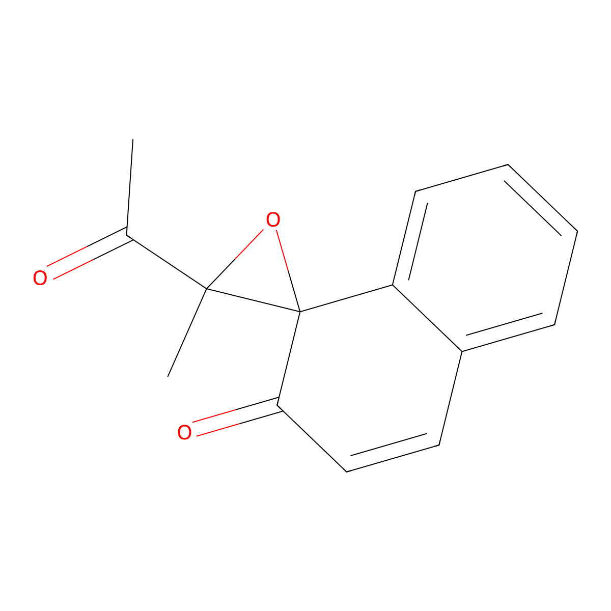 cis-(+)-3'-Acetyl-3'-methylspiro(naphthalene-1(2H),2'-oxiran)-2-one molecular structure, CAS 129833-03-0