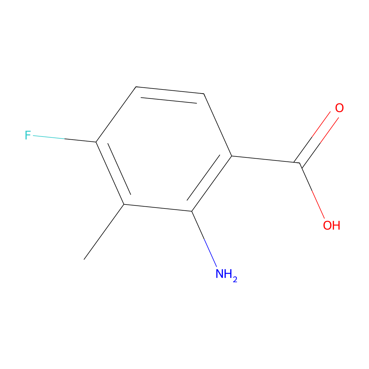 2-Amino-4-fluoro-3-methylbenzoic acid molecular structure, CAS 129833-28-9