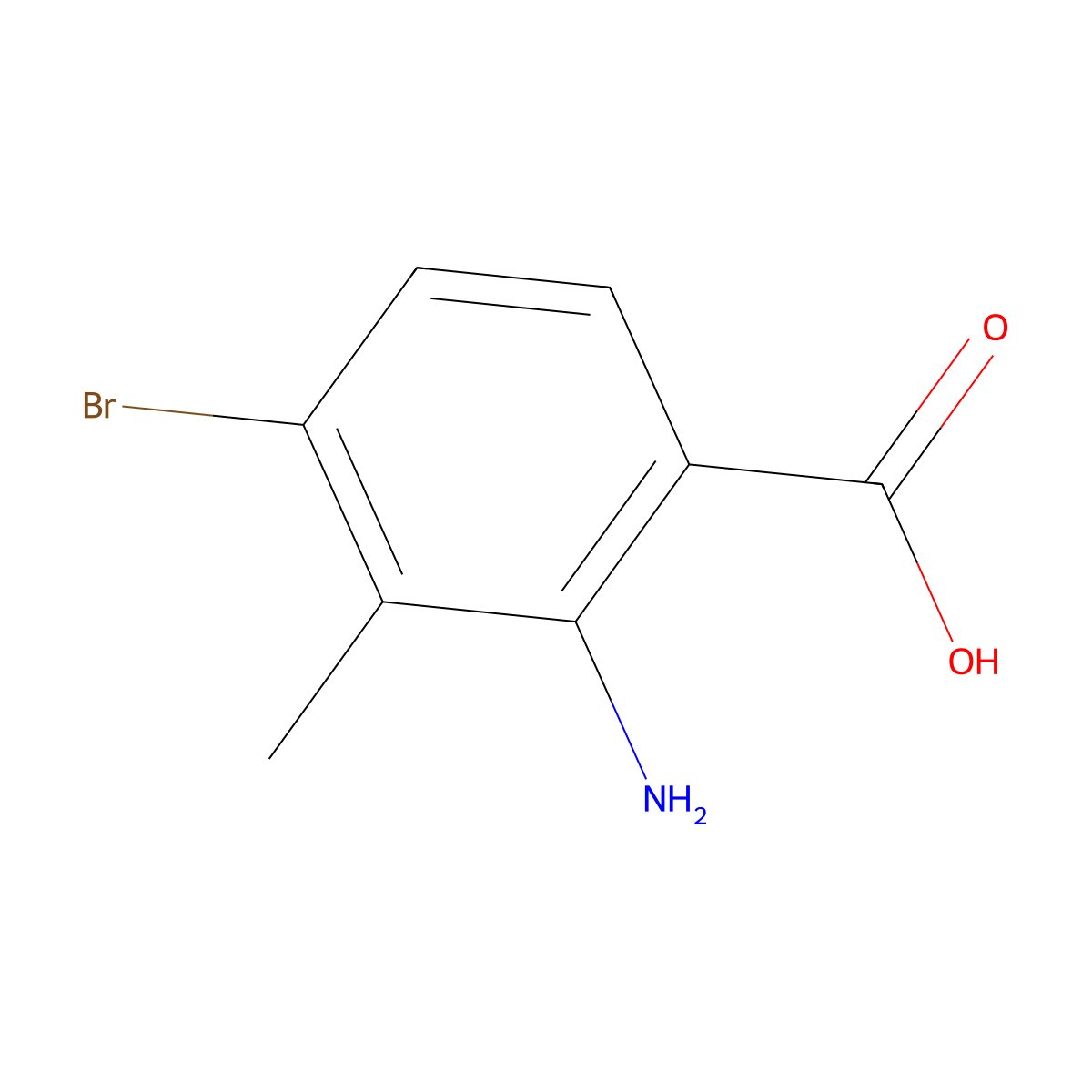 2-Amino-4-bromo-3-methylbenzoic acid molecular structure, CAS 129833-29-0