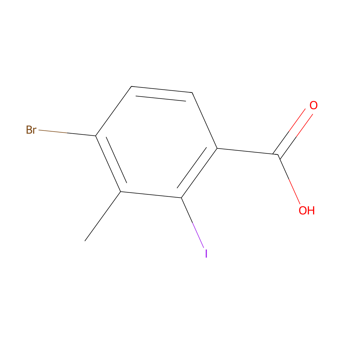 4-Bromo-2-iodo-3-methylbenzoic acid molecular structure, CAS 129833-36-9
