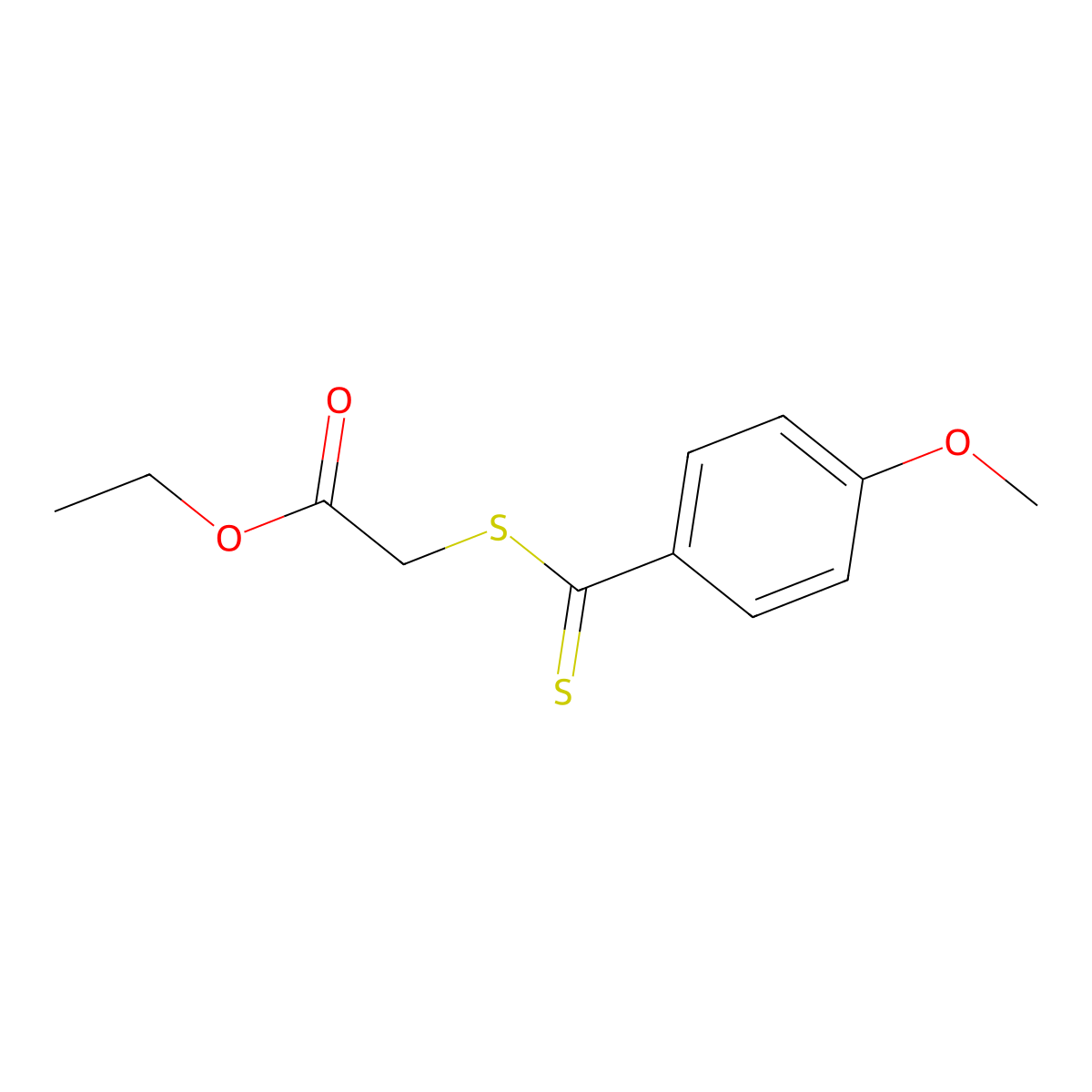 2-[(4-Methoxyphenylthioxomethyl)thio]ethanoic acid ethyl ester molecular structure, CAS 129841-40-3