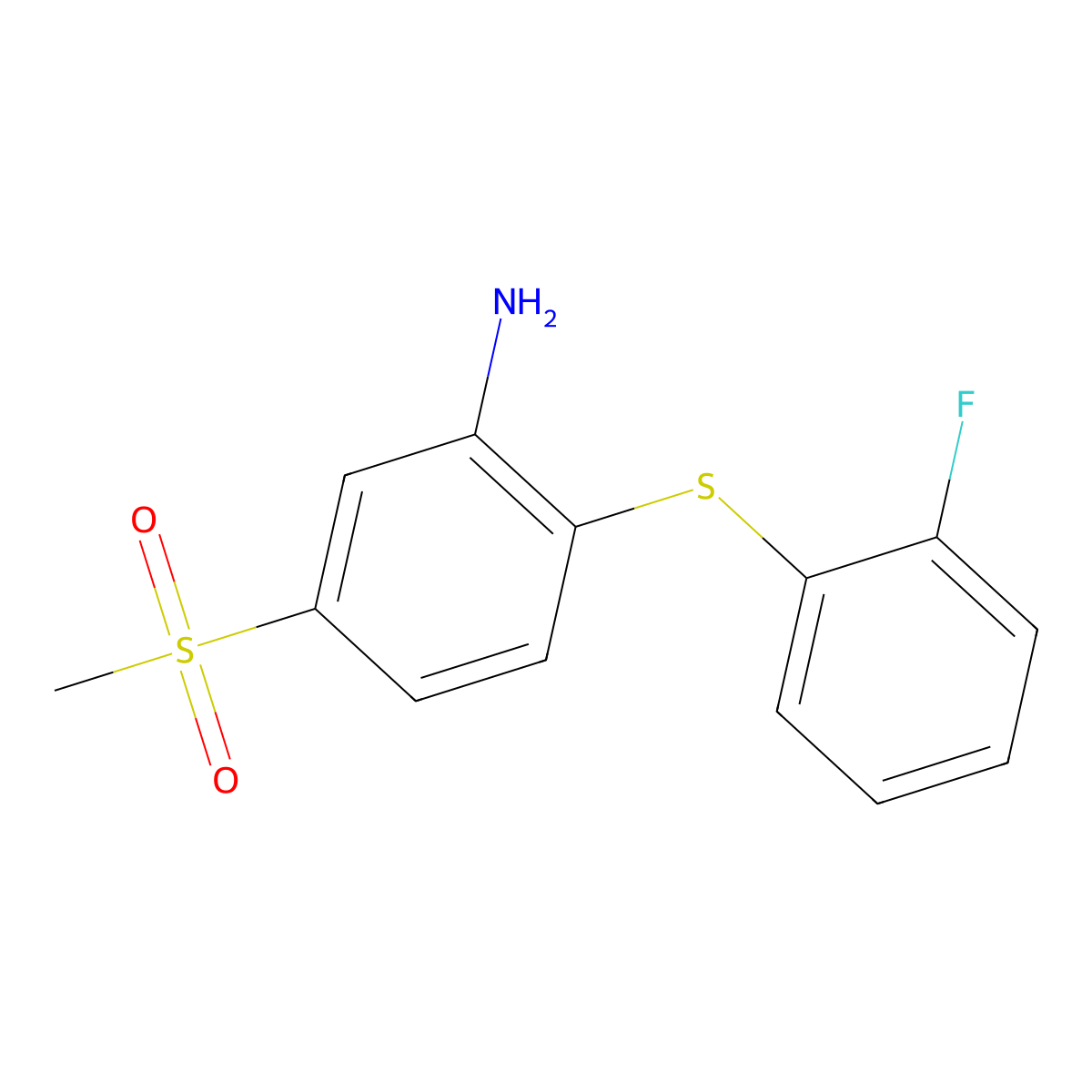 2-((2-Fluorophenyl)thio)-5-(methylsulfonyl)aniline molecular structure, CAS 129846-94-2