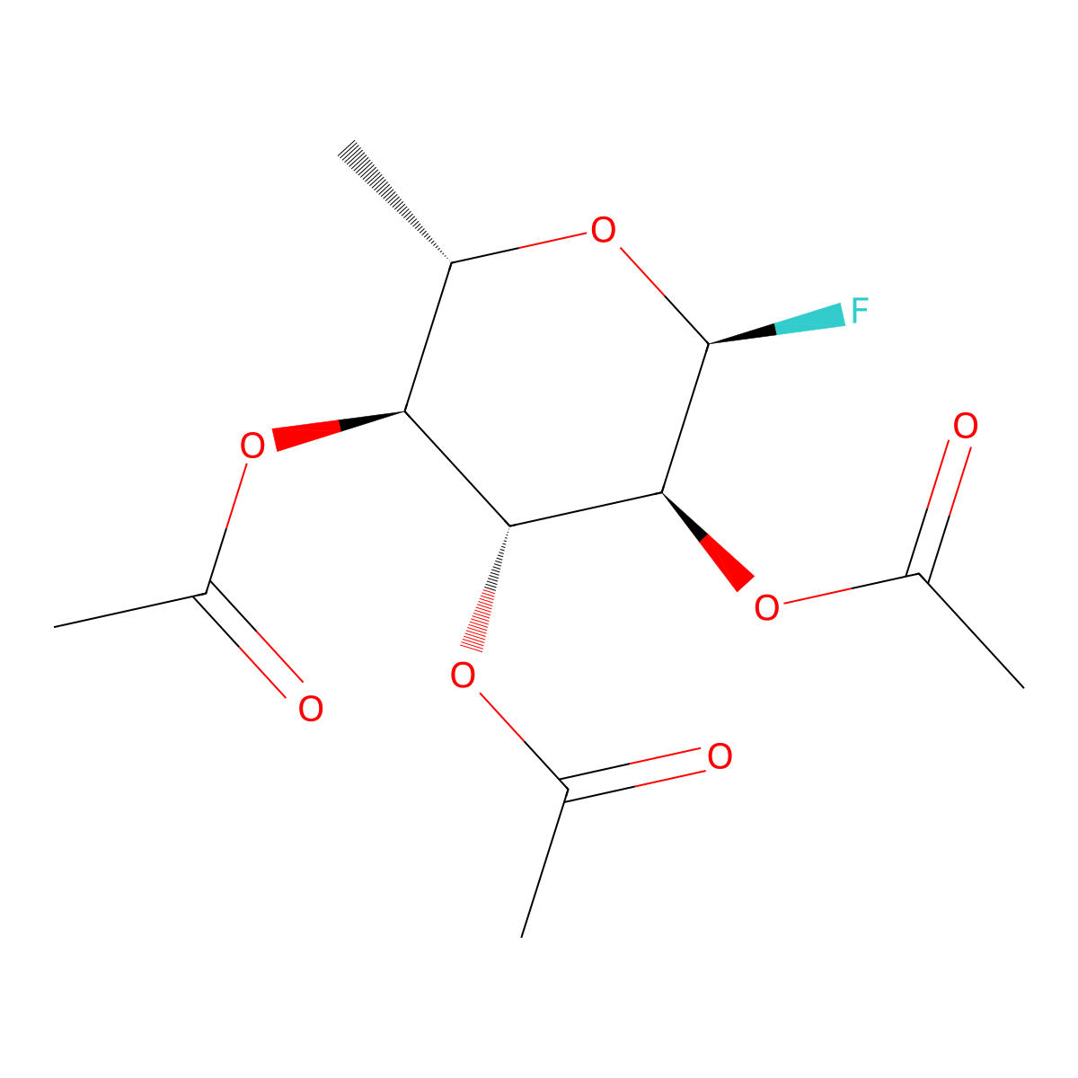 [(2S,3S,4R,5S,6S)-4,5-diacetoxy-6-fluoro-2-methyl-tetrahydropyran-3-yl] acetate molecular structure, CAS 129864-97-7