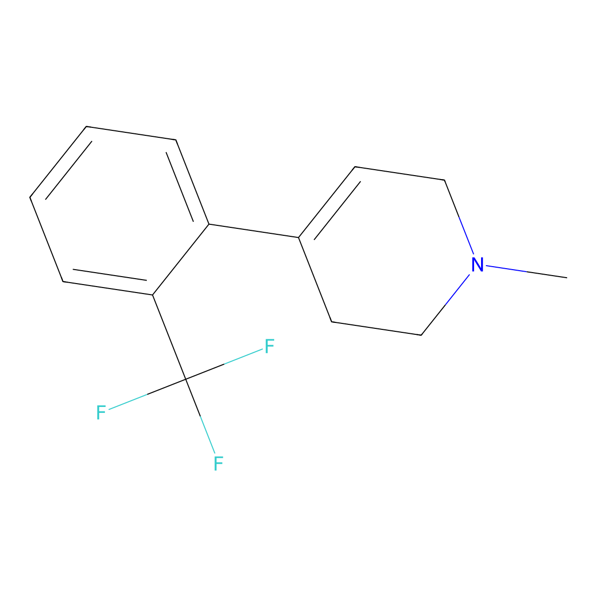 Pyridine, 1,2,3,6-tetrahydro-1-methyl-4-(2-(trifluoromethyl)phenyl)- molecular structure, CAS 129865-32-3
