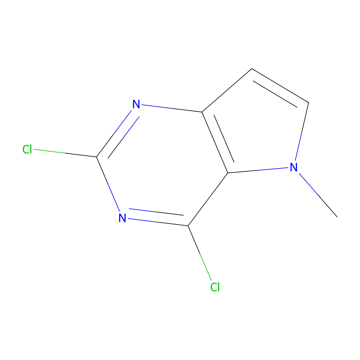2,4-dichloro-5-methyl-5H-pyrrolo(3,2-d)pyrimidine molecular structure, CAS 129872-81-7