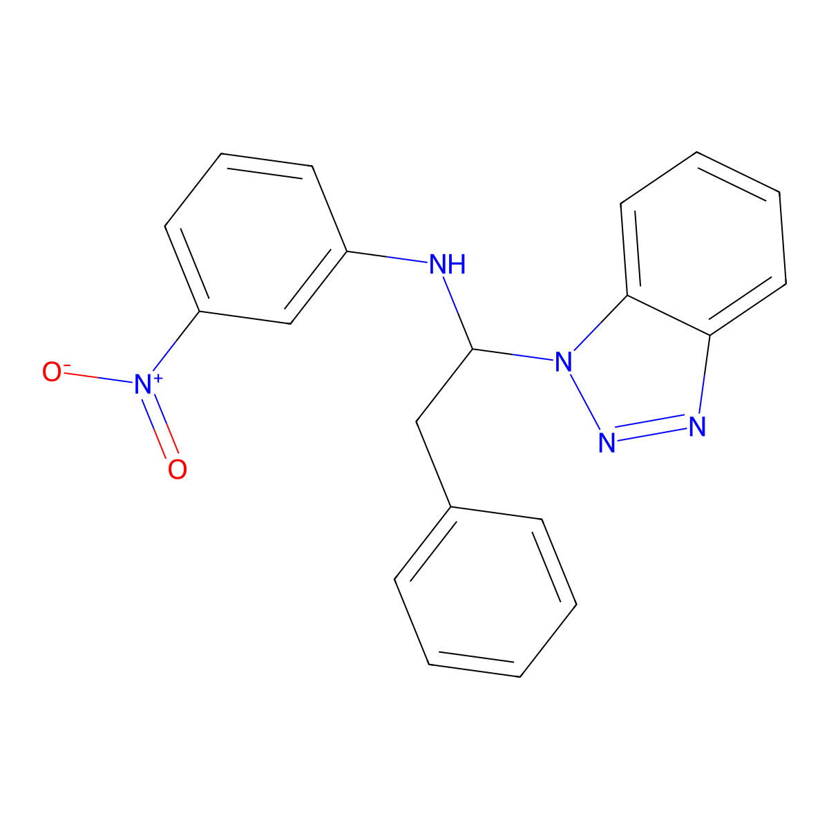 N-[1-(1H-1,2,3-Benzotriazol-1-yl)-2-phenylethyl]-3-nitroaniline molecular structure, CAS 129882-06-0