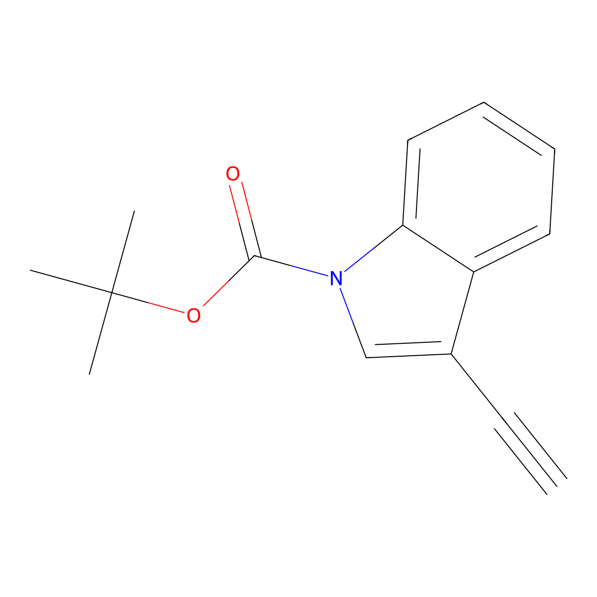 tert-butyl 3-ethynyl-1H-indole-1-carboxylate molecular structure, CAS 129896-49-7