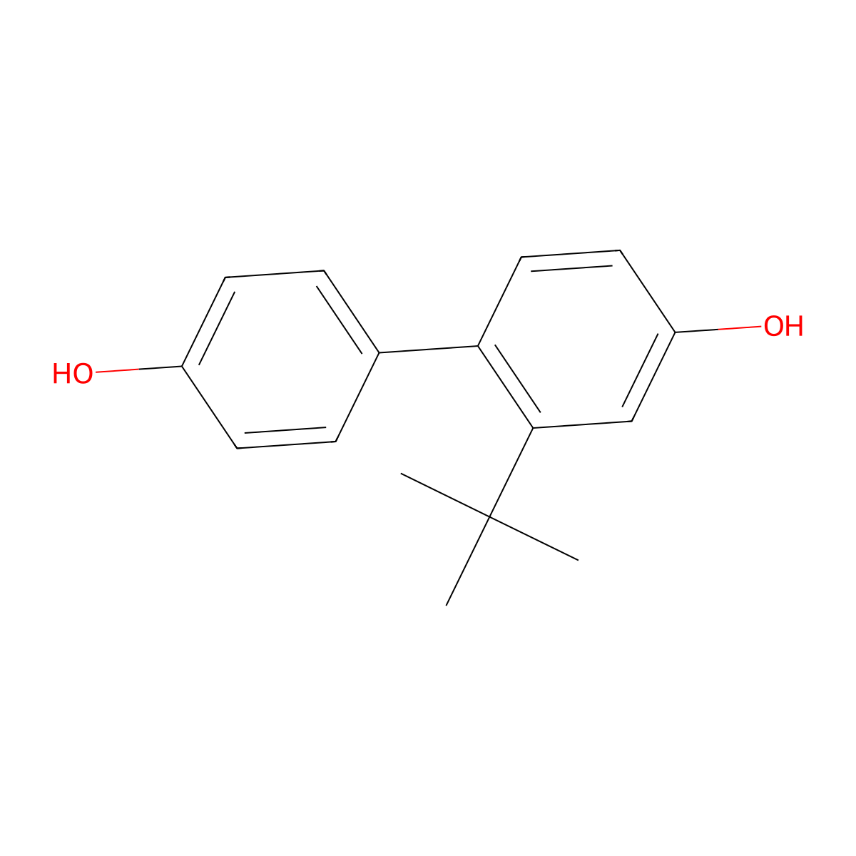 [1,1'-Biphenyl]-4,4'-diol, (1,1-dimethylethyl)- molecular structure, CAS 129902-61-0