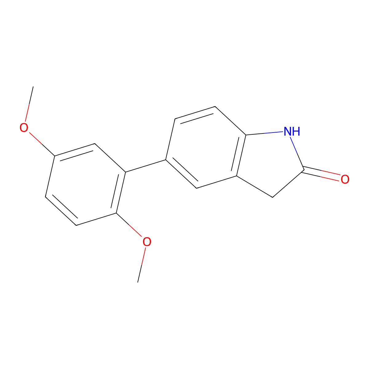 5-(2,5-dimethoxyphenyl)-1,3-dihydro-2H-indol-2-one molecular structure, CAS 1299028-08-2