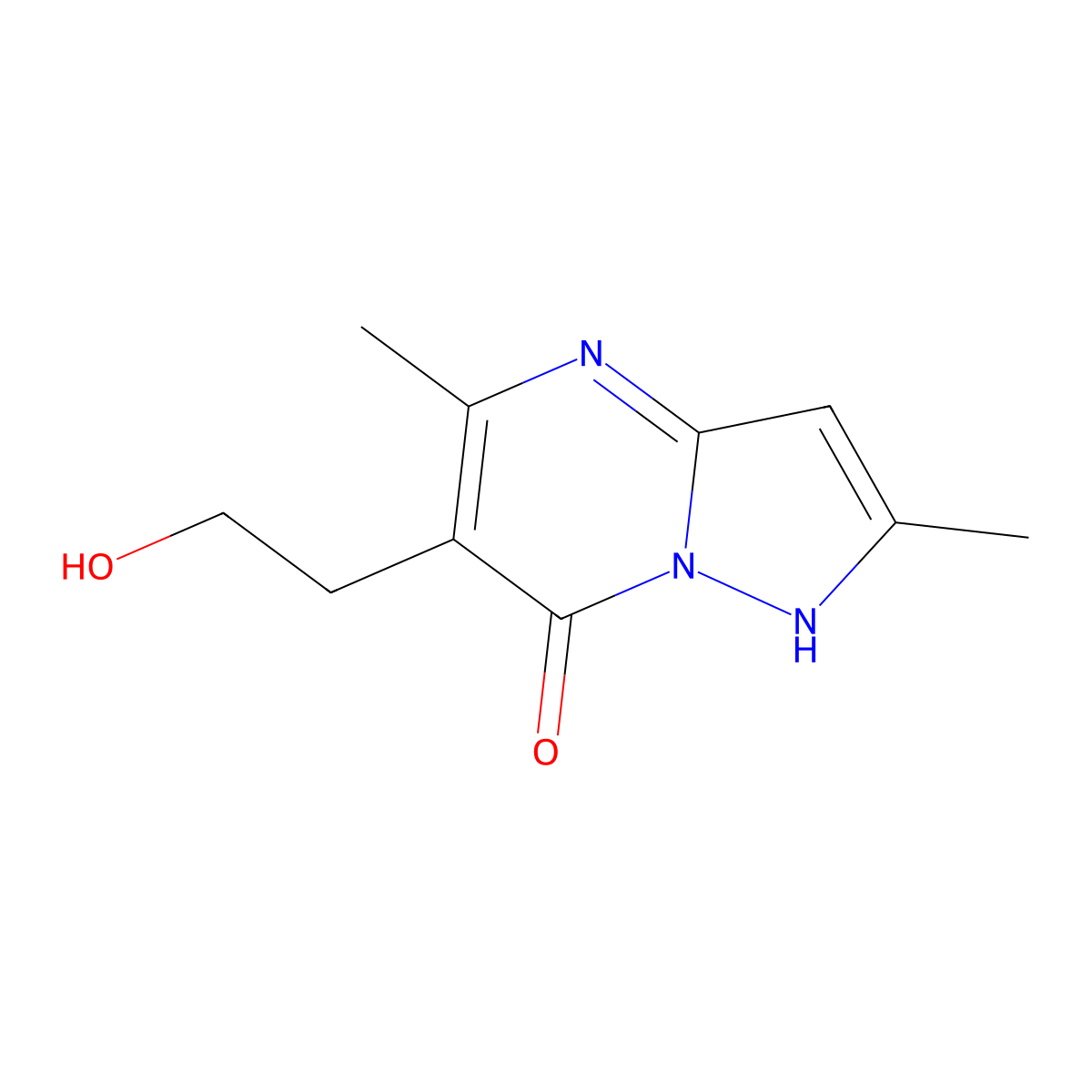 6-(2-hydroxyethyl)-2,5-dimethylpyrazolo[1,5-a]pyrimidin-7(4H)-one molecular structure, CAS 129909-67-7