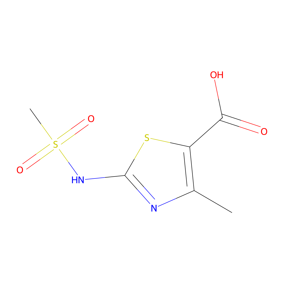 4-Methyl-2-[(methylsulfonyl)amino]-1,3-thiazole-5-carboxylic acid molecular structure, CAS 129912-21-6