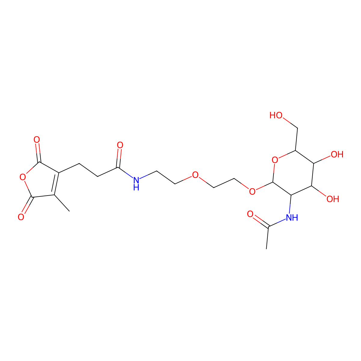 N-[2-[2-[3-acetamido-4,5-dihydroxy-6-(hydroxymethyl)oxan-2-yl]oxyethoxy]ethyl]-3-(4-methyl-2,5-dioxofuran-3-yl)propanamide molecular structure, CAS 1299292-01-5