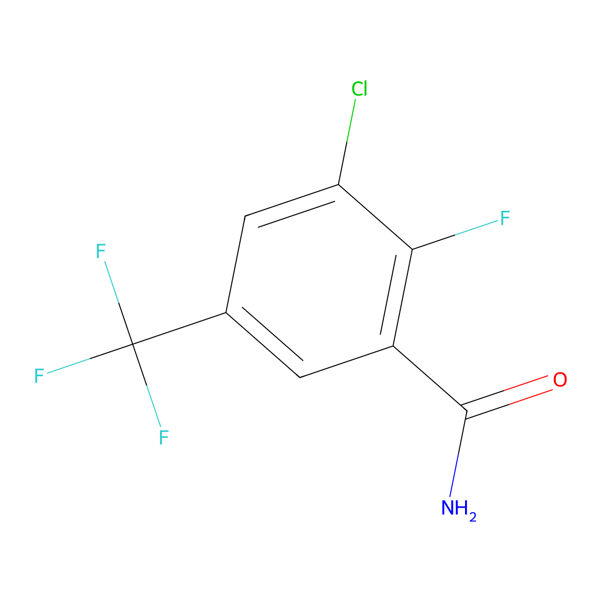 3-Chloro-2-fluoro-5-(trifluoromethyl)benzamide molecular structure, CAS 129931-46-0