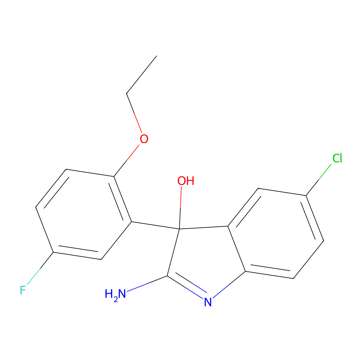 2-amino-5-chloro-3-(2-ethoxy-5-fluorophenyl)-3H-indol-3-ol molecular structure, CAS 1299311-28-6