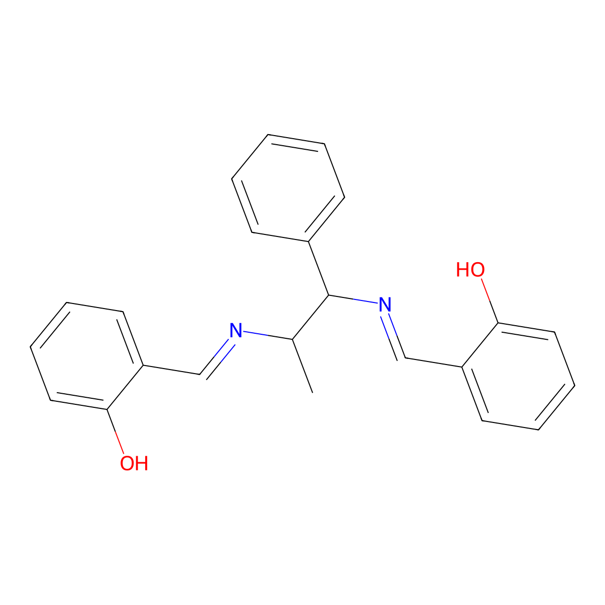2,2'-(((1-Phenylpropane-1,2-diyl)bis(azanylylidene))bis(methanylylidene))diphenol molecular structure, CAS 129932-43-0