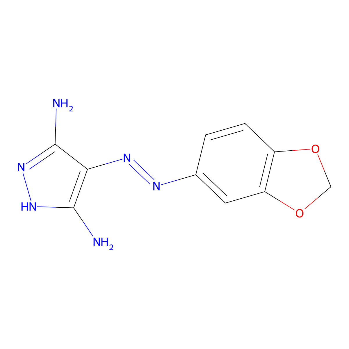 4-(1,3-Benzodioxol-5-ylhydrazinylidene)pyrazole-3,5-diamine molecular structure, CAS 1299367-93-3