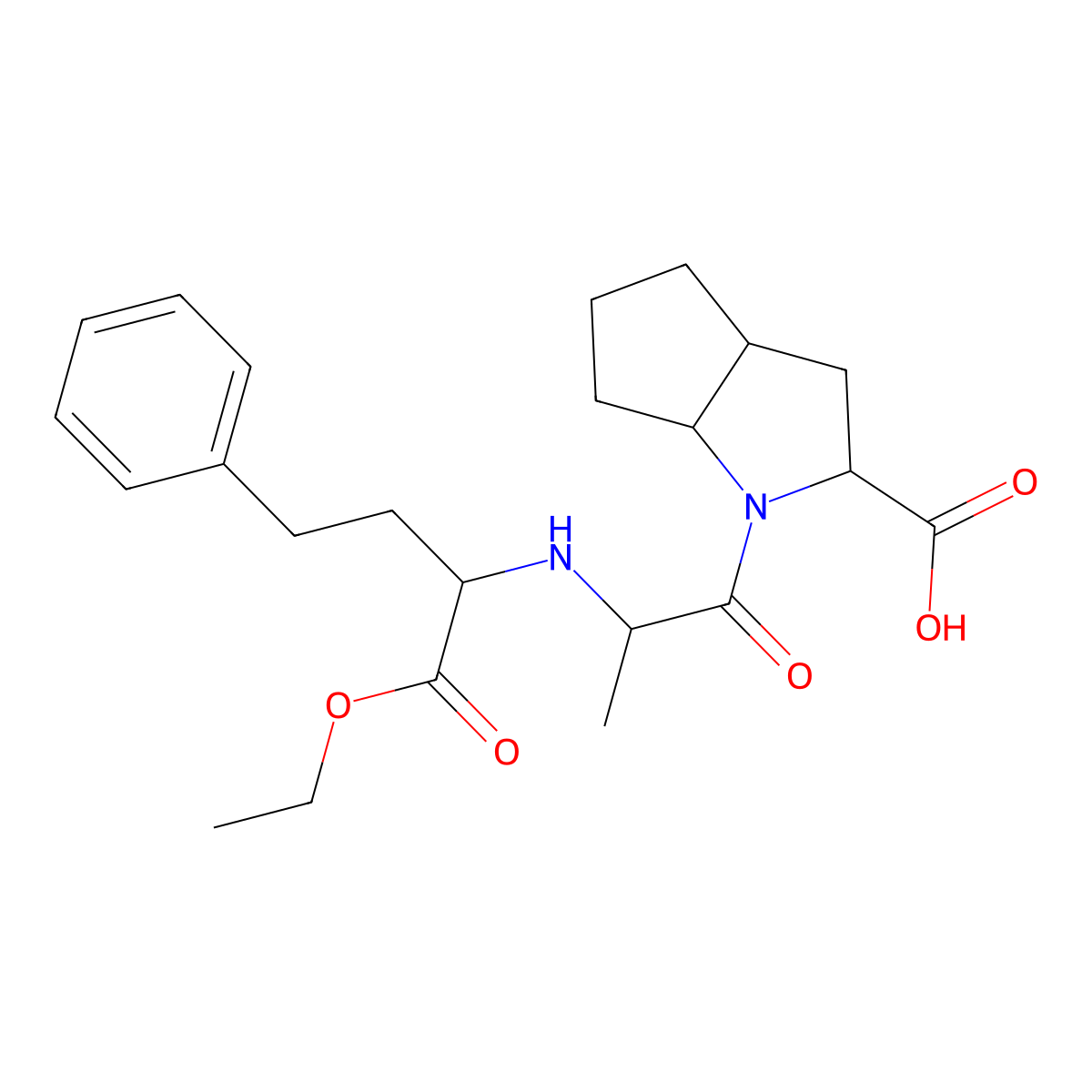 (2S,3aS,6aS)-1-((2R)-2-(((1S)-1-(Ethoxycarbonyl)-3-phenylpropyl)amino)propanoyl)octahydrocyclopenta(b)pyrrole-2-carboxylic acid molecular structure, CAS 129939-65-7