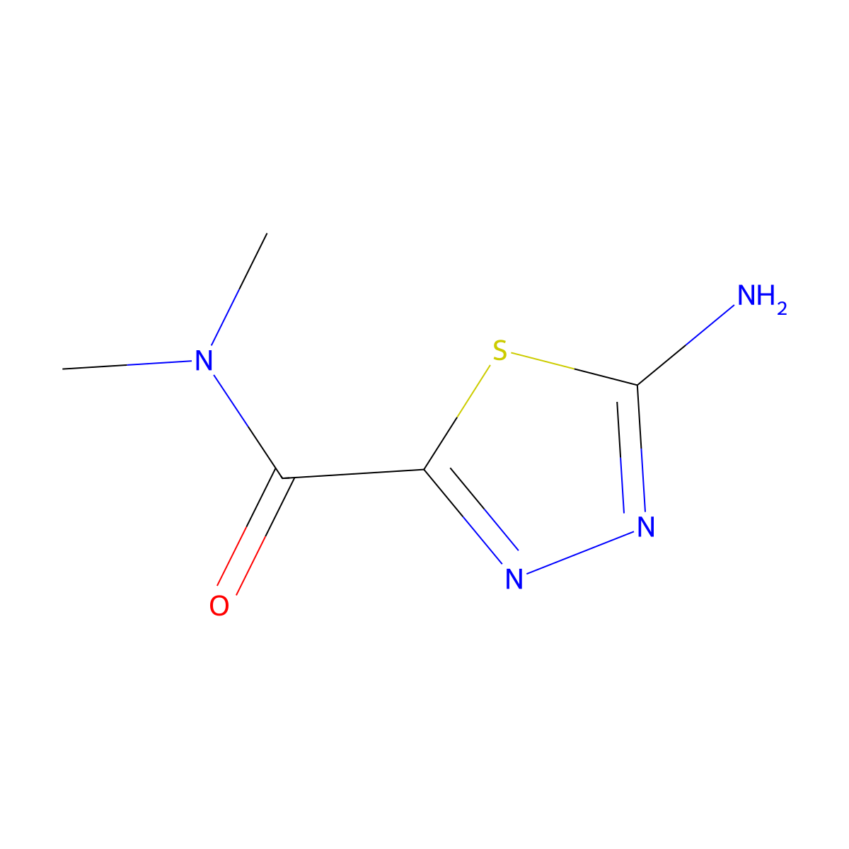 5-amino-N,N-dimethyl-1,3,4-thiadiazole-2-carboxamide molecular structure, CAS 1299431-26-7