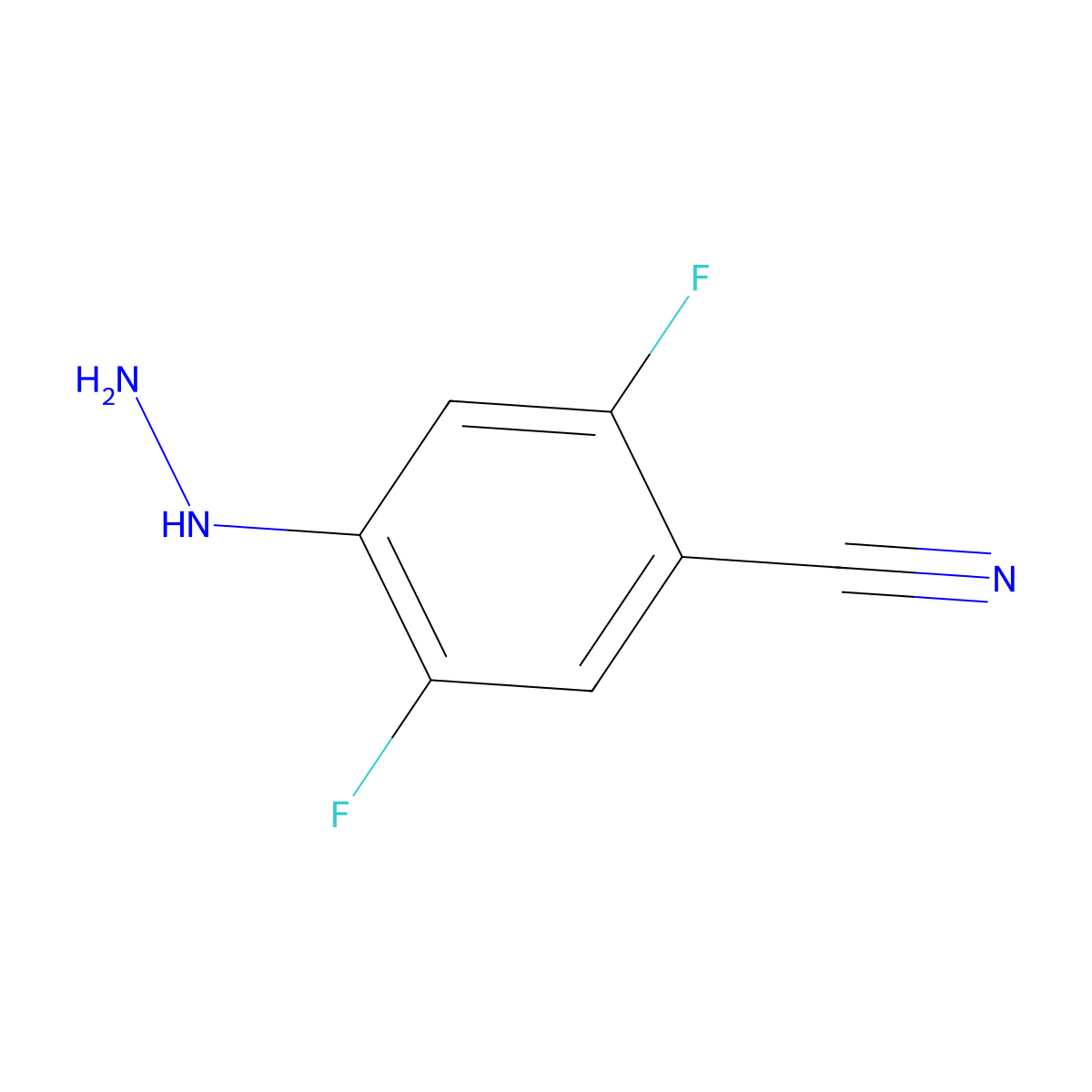 2,5-Difluoro-4-hydrazinylbenzonitrile molecular structure, CAS 129946-63-0