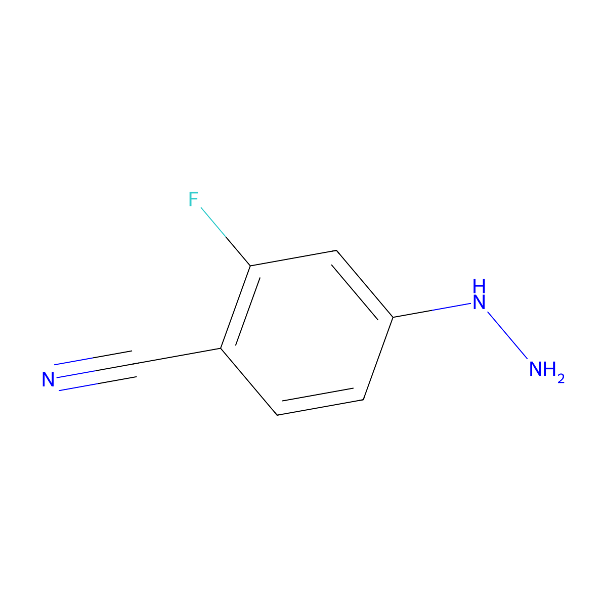 2-Fluoro-4-hydrazinylbenzonitrile molecular structure, CAS 129946-64-1