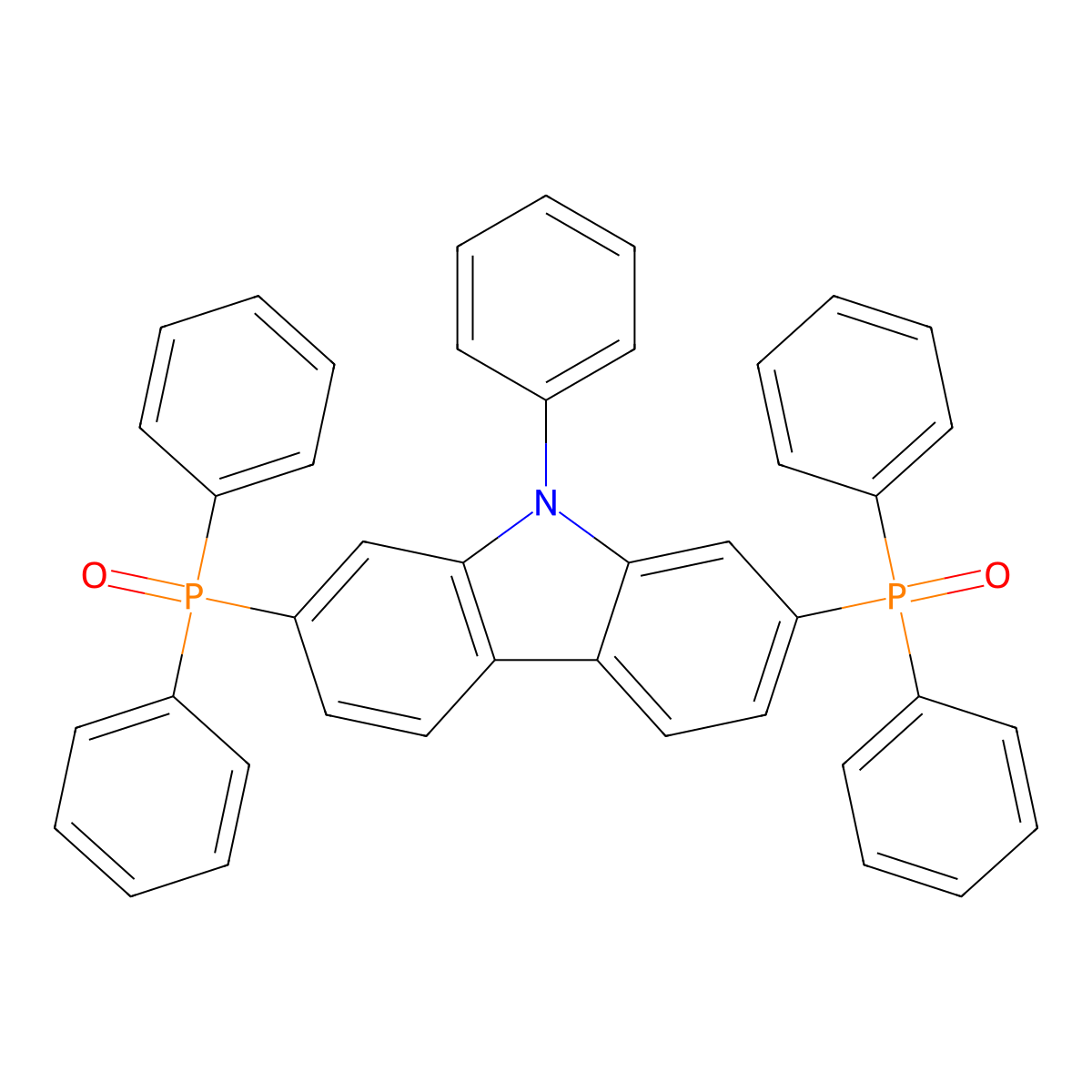 2,7-bis(diphenylphosphoryl)-9-phenyl-9H-carbazole molecular structure, CAS 1299463-56-1