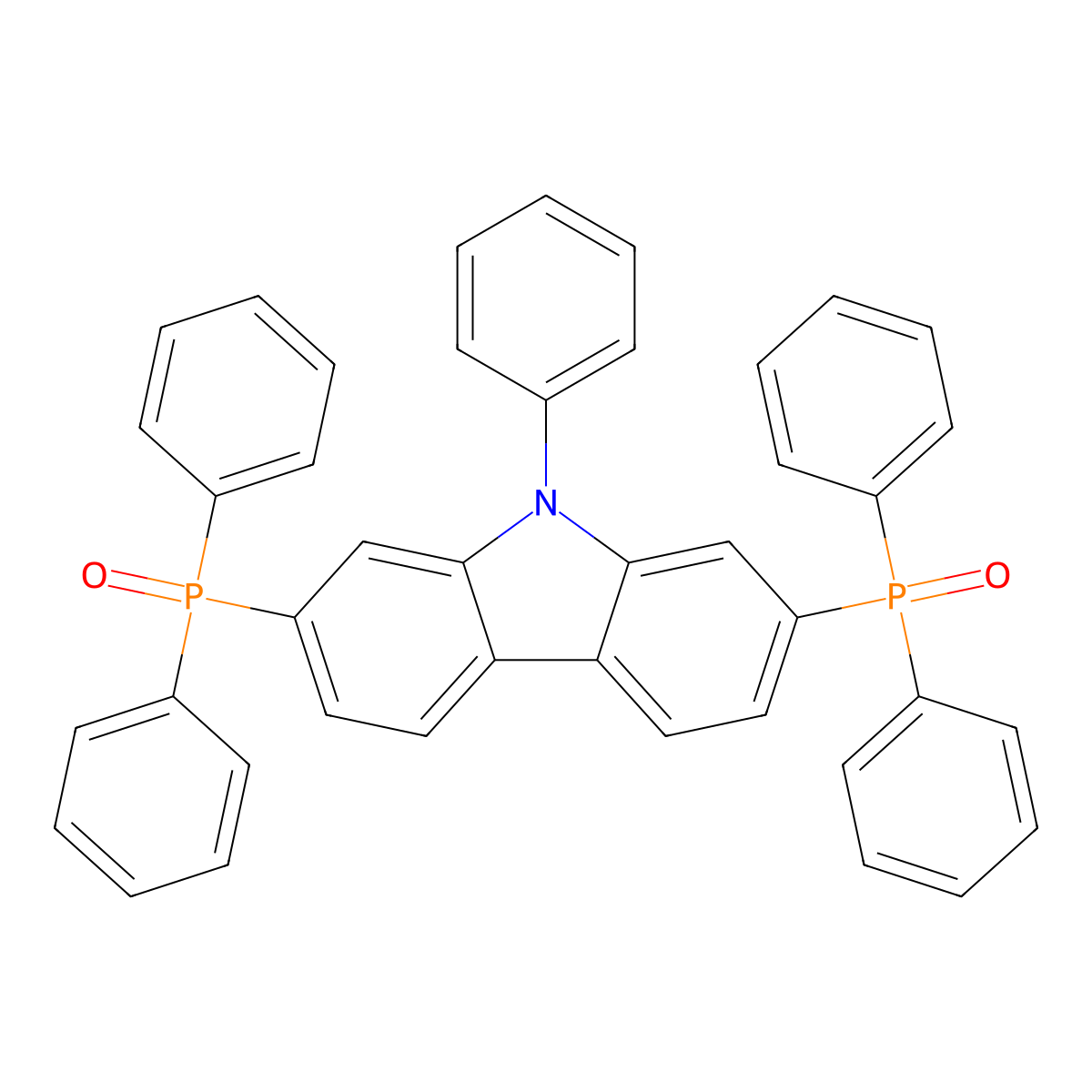 2,7-bis(diphenylphosphoryl)-9-phenyl-9H-carbazole molecular structure, CAS 1299463-56-1