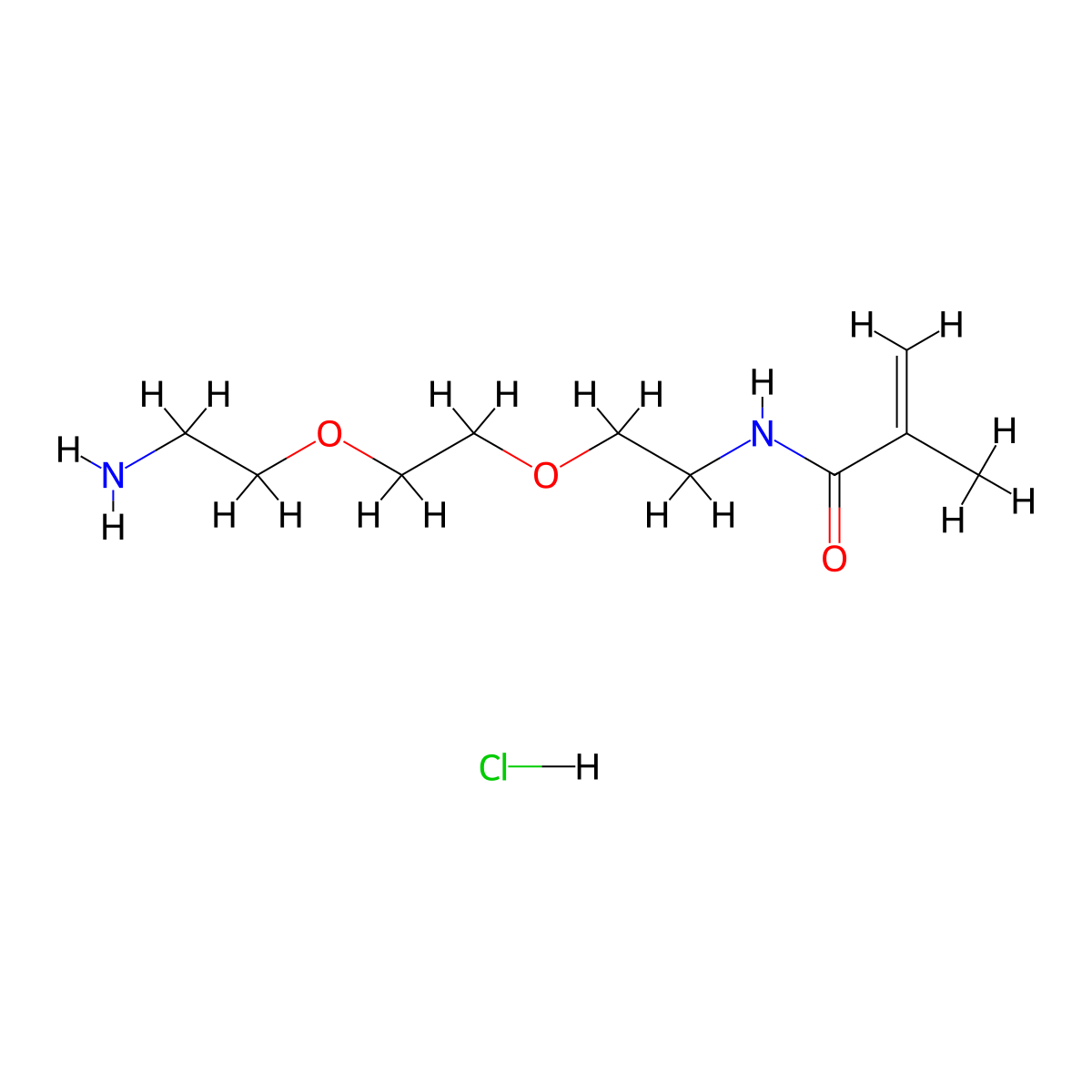 N-{2-[2-(2-aminoethoxy)ethoxy]ethyl}-2-methylprop-2-enamide hydrochloride molecular structure, CAS 1299464-00-8