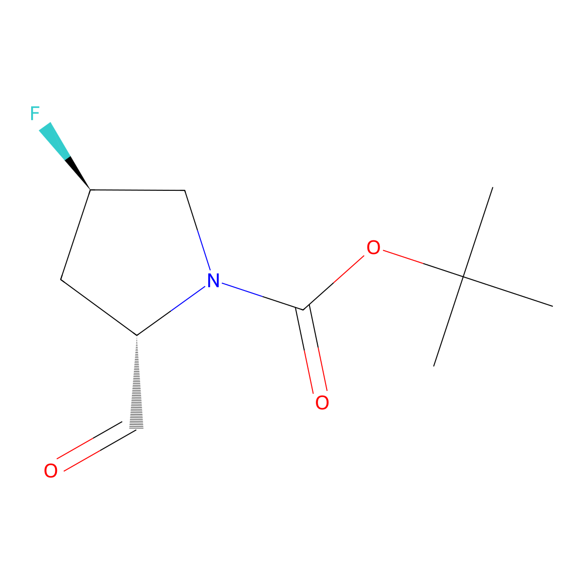 tert-butyl (2S,4R)-4-fluoro-2-formylpyrrolidine-1-carboxylate molecular structure, CAS 1299466-02-6