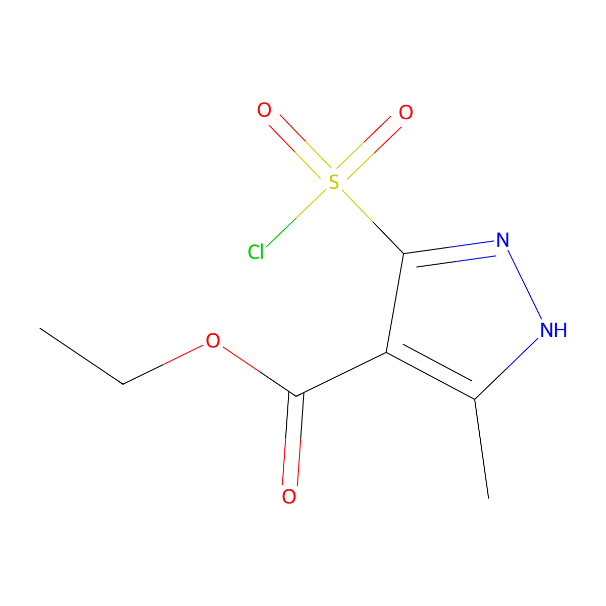 ethyl 5-(chlorosulfonyl)-3-methyl-1H-pyrazole-4-carboxylate molecular structure, CAS 1299471-28-5