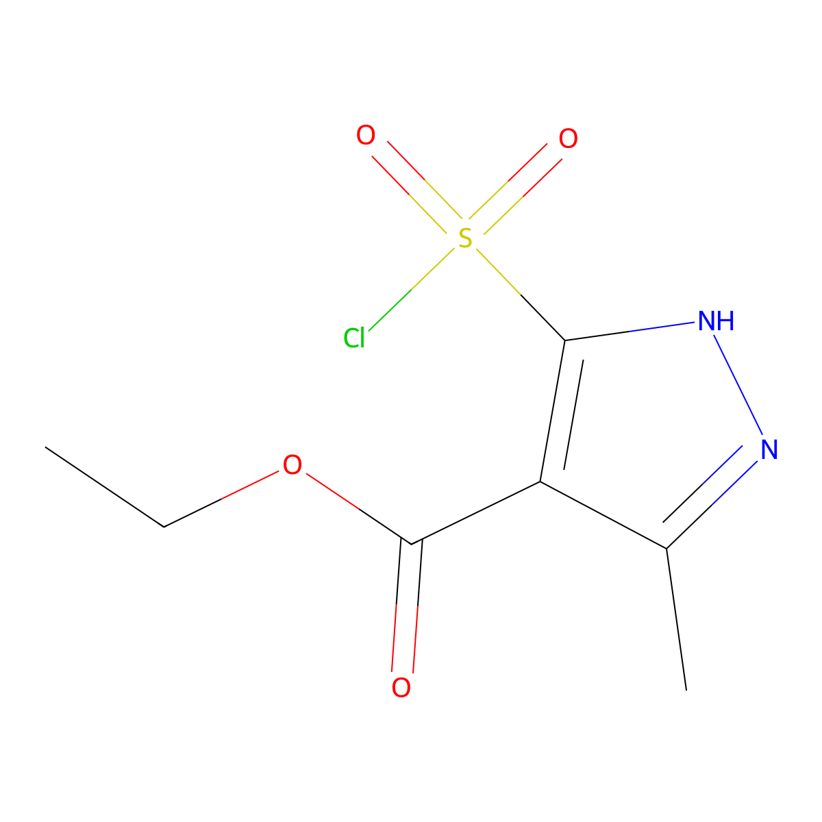 ethyl 5-(chlorosulfonyl)-3-methyl-1H-pyrazole-4-carboxylate molecular structure, CAS 1299471-28-5