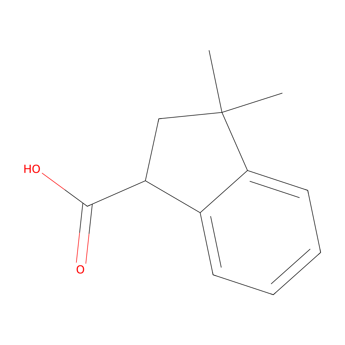 3,3-dimethyl-2,3-dihydro-1H-indene-1-carboxylic acid molecular structure, CAS 129948-78-3
