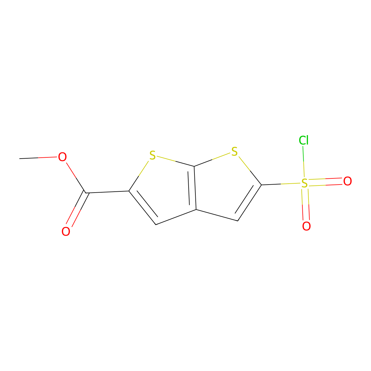 Methyl 5-(chlorosulfonyl)thieno(2,3-b)thiophene-2-carboxylate molecular structure, CAS 129949-97-9