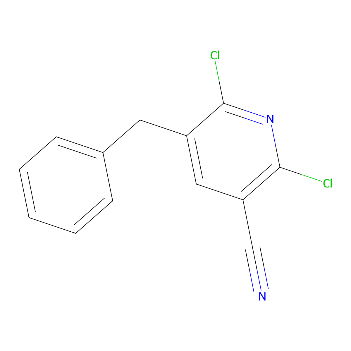 5-Benzyl-2,6-dichloronicotinonitrile molecular structure, CAS 1299492-96-8