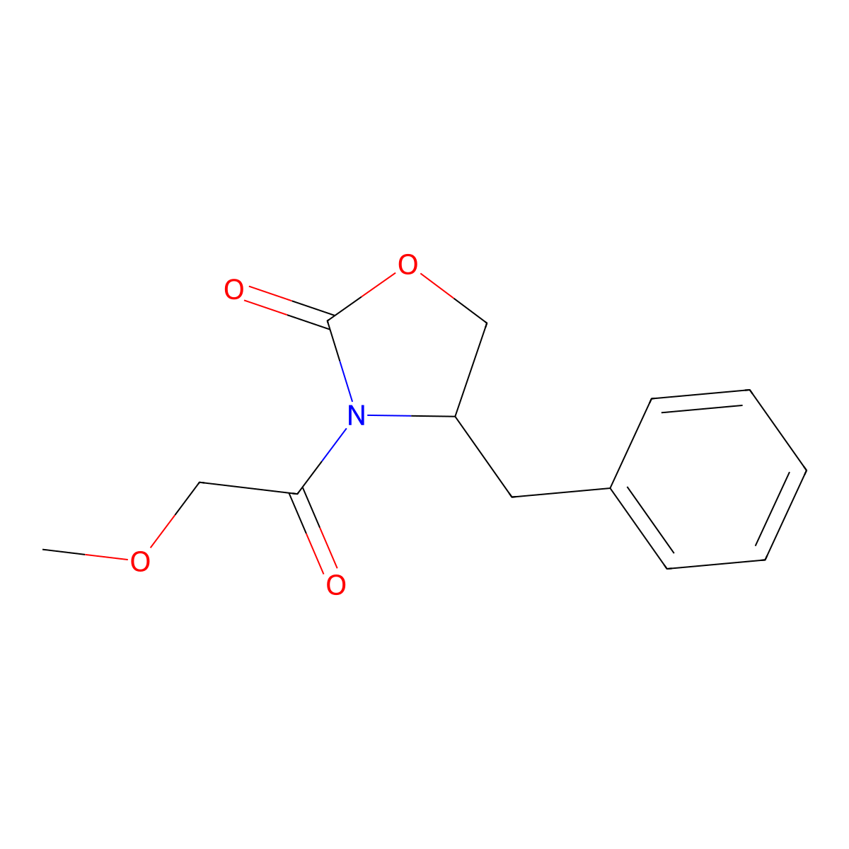 2-Oxazolidinone, 3-(methoxyacetyl)-4-(phenylmethyl)-, (4S)- molecular structure, CAS 129952-14-3