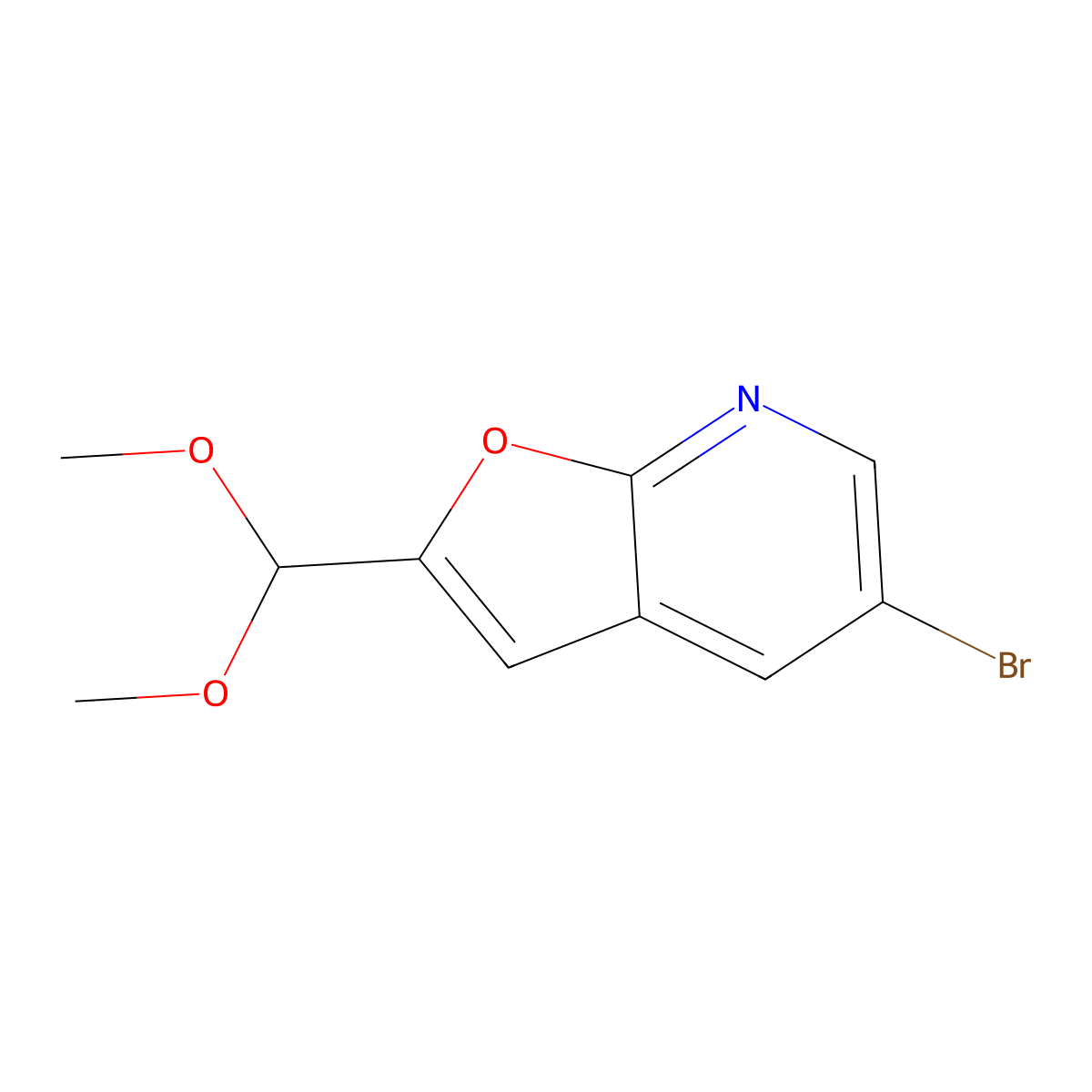 5-Bromo-2-(dimethoxymethyl)furo[2,3-b]pyridine molecular structure, CAS 1299607-36-5